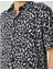 3SAM60149HW 9d9 Siyah Desenli Erkek Viskoz Woven Tops Gömlek 5