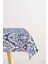 Lacivert Beyaz Damask Desenli Masa Örtüsü CGH089-MS 1