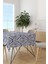 Lacivert Beyaz Damask Desenli Masa Örtüsü CGH089-MS 2