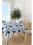 Mavi Beyaz Soyut Dekoratif Masa Örtüsü CGH187-MS 2