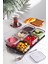 6'lı Kare Tepsili ve Bölmeli Kapaklı Çizgili Kahvaltılık Seti Şeffaf Akrilik 2