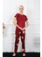 Kadın Bordo Kısa Kol Pijama Takım 20388 2