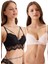 2'li Ekonomik Paket Pudra-Siyah 4731001-2 Rome Balenli Soft Push Up Dantelli Sütyen Set 1