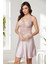 850 Kadın Saten Dantelli Gecelik-Rose 1