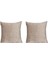 2'lı Kadife Şönil Kırlent Kılıfı Krem Kahve 3