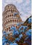 Mavi Cicekler Ve Pisa Kulesi 40 x 60 Elmas Mozaik Tablo 1