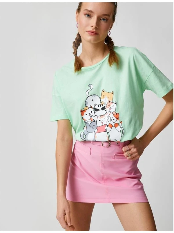 Koton 3SAL10186IK Mnt Mint Genç Kız T-Shirt