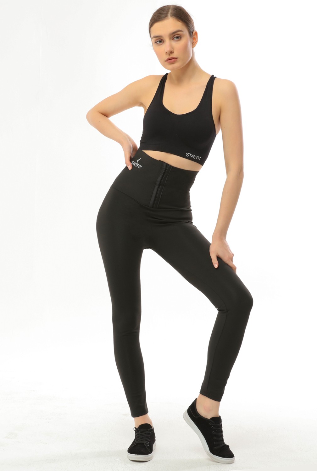 Stayfit Kadın Yüksek Bel Agraflı Sauna Fit Tayt - 1. Kalite Polymer Kumaş