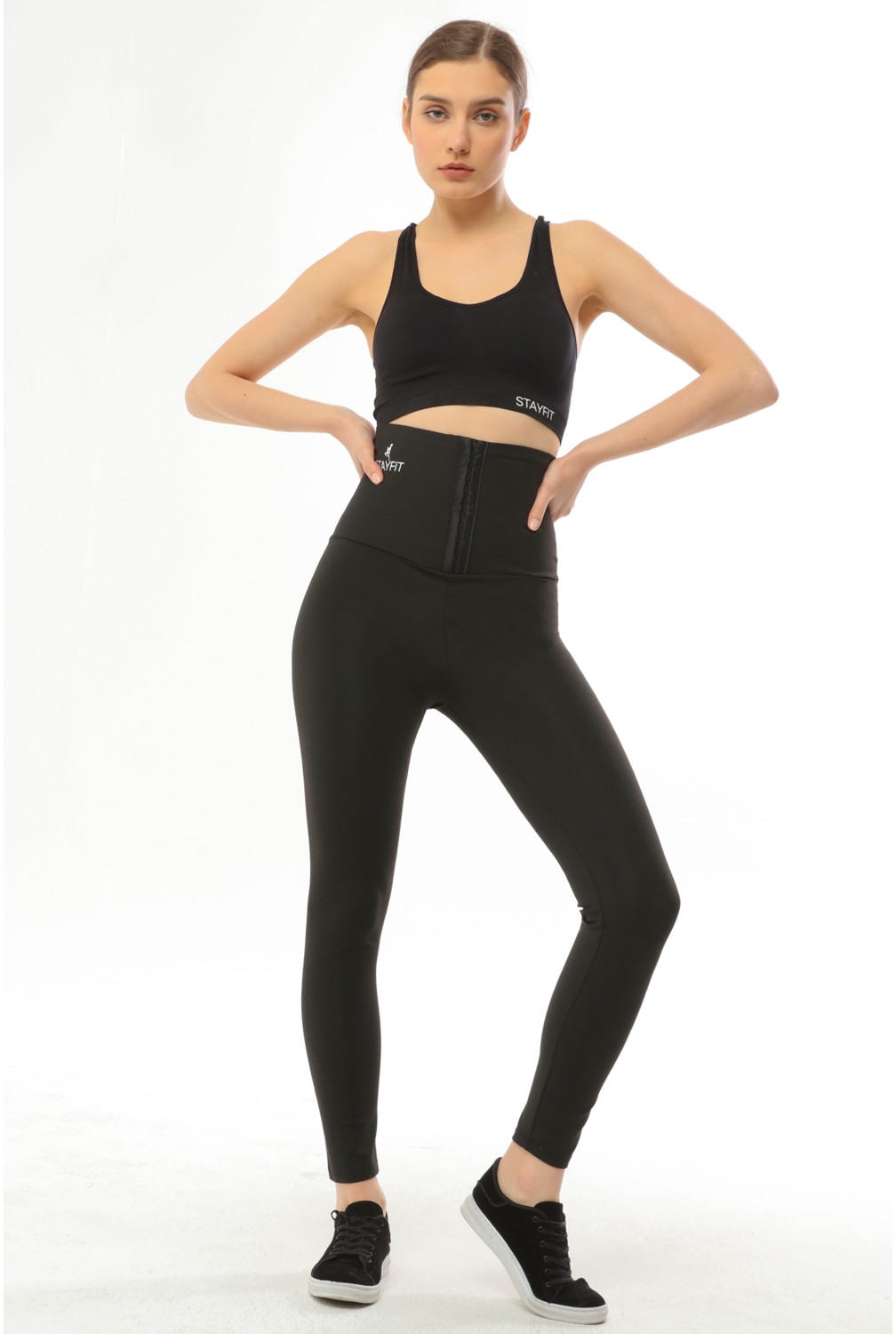 Stayfit Kadın Yüksek Bel Agraflı Sauna Fit Tayt - 1. Kalite Polymer Kumaş görsel 3