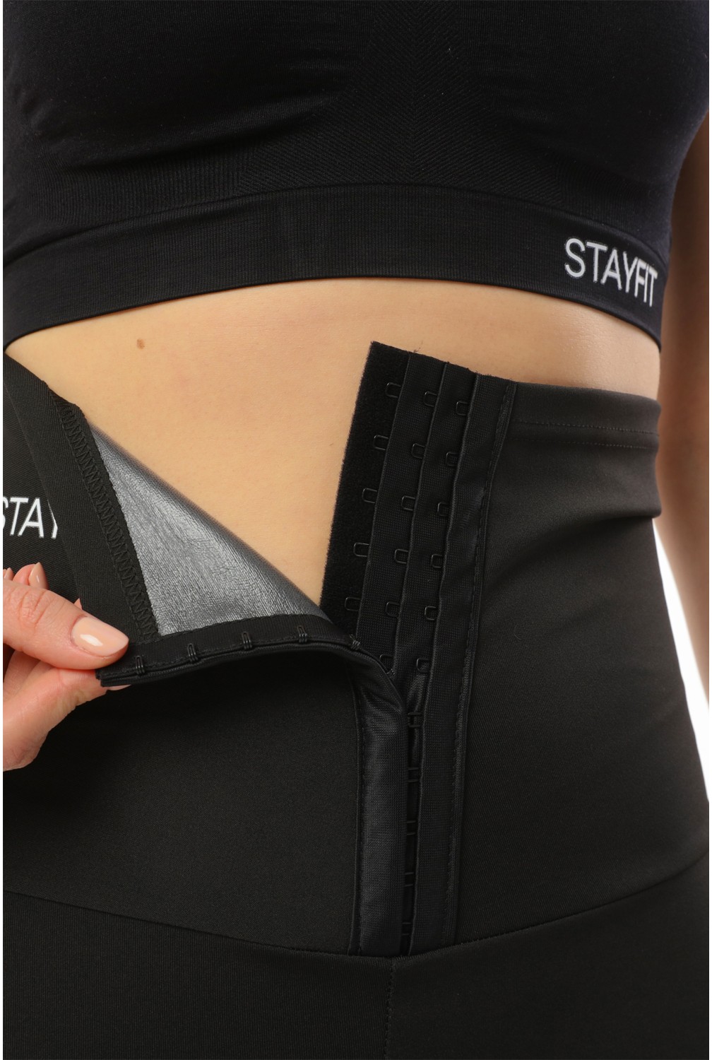 Stayfit Kadın Yüksek Bel Agraflı Sauna Fit Tayt - 1. Kalite Polymer Kumaş görsel 5