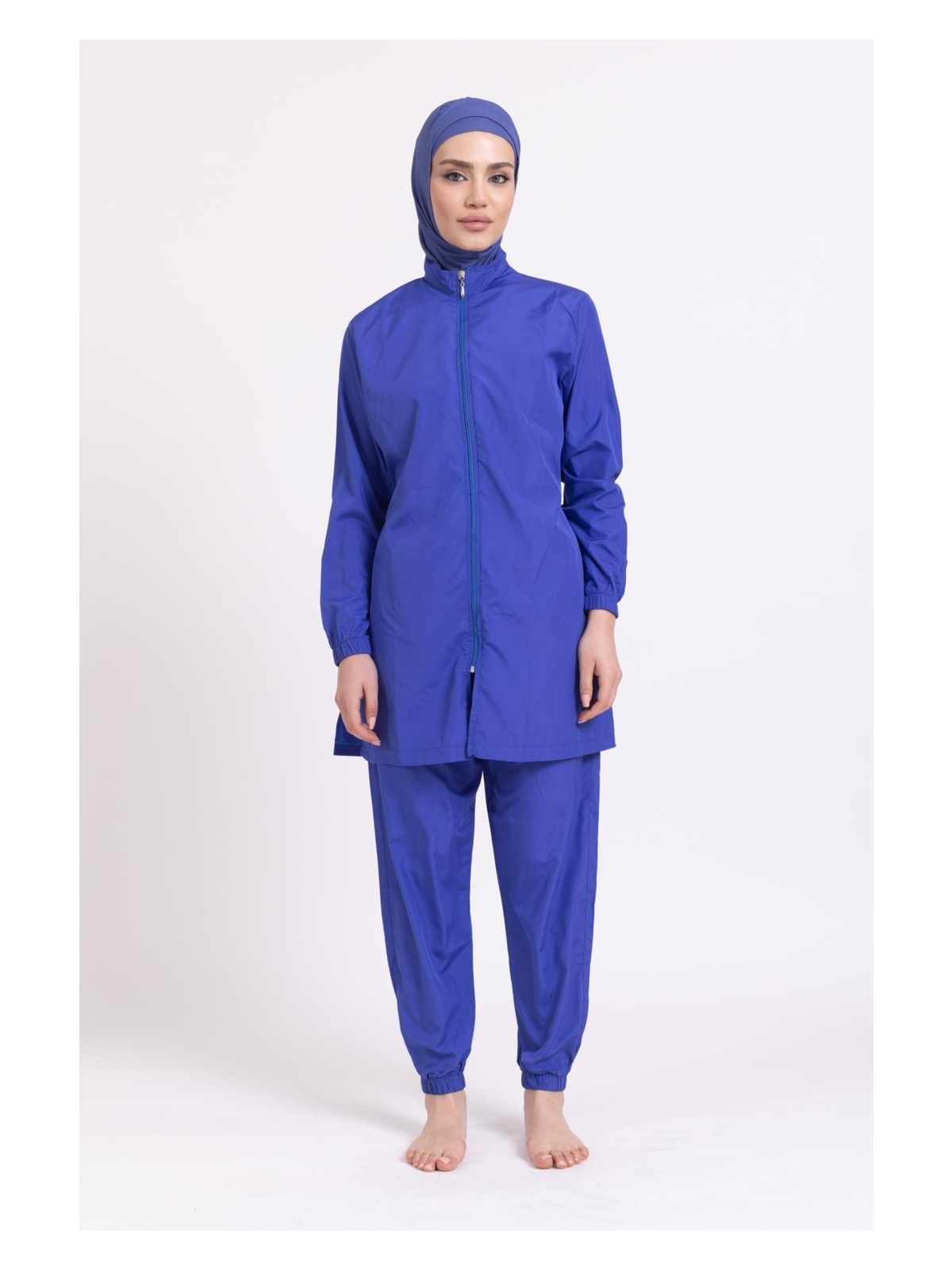 Pemilo Kadın 23203 Büzgülü Paraşüt Tam Tesettür Mayo Lacivert - Görsel 5