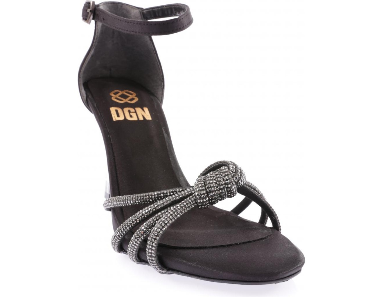 DGN MNT-04-23Y Kadin Silver Taşli Burgu Bantli Abiye Ayakkabi görsel 2
