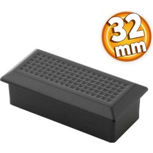 Badem10 Monte Düğme Çekmece Dolap Kapak Kulpu Kulbu Plastik Mat Siyah Kulp 32 Mm