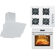 Çetintaş Premium Full Dokunmatik Beyaz Cam Ankastre Set 14