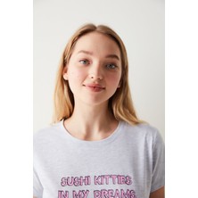 Penti Sushi Kitties Slogan Baskılı Şortlu Pijama Takımı