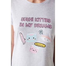 Penti Sushi Kitties Slogan Baskılı Şortlu Pijama Takımı