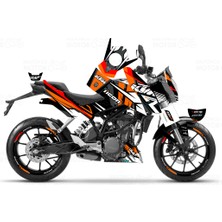 Kaly Ktm Duke 125 Race Colors Design Sticker Set Turuncu-Kırmızı