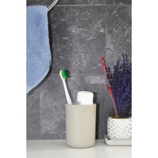 Saban Bej, Plastik Diş Fırçalık – 7,5×10 cm, Macunluk, Banyo Düzenleyici - Brasil Model