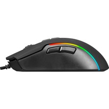 Everest SM-GX21 Starty RGB Oyuncu Mouse Örgü Kablolu 6400 DPI 7tuşlu Makrolu Mouse