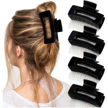 Elvinege Aksesuar 4 Adet Kadın Siyah Büyük Xl Mandal Toka Seti - Büyük Boy Kelebek Toka Seti