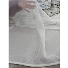 Stay Home Eteği Kurşunlu Düz Gold Simli Çizgili Tül Perde 1/2 Pile