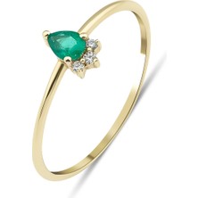 Kairos Jewelry 14 Ayar Altın Damla Zümrüt & Pırlanta Vintage Yüzük
KRS005-2-14GRZ