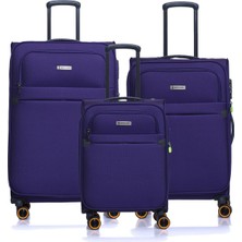 Pierre Cardin 3'lü Valiz Seti Lüx Kumaş Valiz Mor 04pc6000