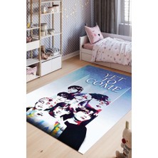 Homshtag Yet to Come BTS Pamuklu Dokuma Tabanlı Yıkanabilir Dekoratif Halı