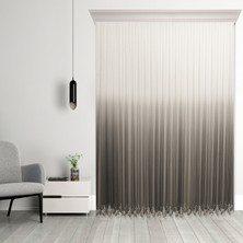 Perhal Degrade Renk Geçişli Antrasit Koyu Gri Etekleri Nakışlı Pilesiz Tül Perde