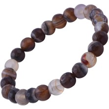 Nusnus Kahverengi Akik Taşlı Kristal Kesim Bileklik