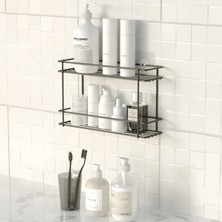 Teknotel Yapışkanlı 2 Katlı Banyo&mutfak Rafı Mat Siyah ST522