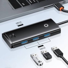 Baseus 0.25CM 5gbps Veri Aktarım 4 Portlu USB To USB 3.0 Dönüştürücü Çevirici Hub Tak Çalıştır