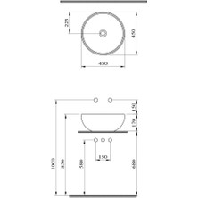 Bocchi Venezia Çanak Lavabo 45 cm Parlak Beyaz 1119-001-0125