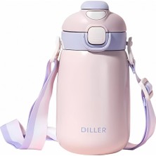 Dıller Tek Kapak Çift Kullanım Pipetli/Pipetsiz 420ML Askılı Çelik Su Matarası 6 Saat Sıcak/soğuk