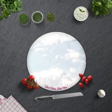 Decorita Güzel Düşün Güzel Yaşa Temalı | Cam Kesme Tahtası - Cam Kesme Tablası | Çap 32cm