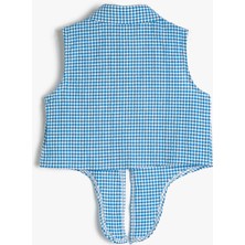 Koton Crop Kolsuz Gömlek Belden Bağlamalı Pötikareli10