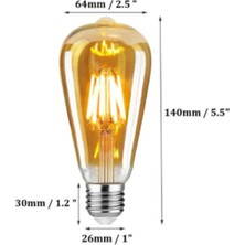 Proich  ST64 Flamanlı Rustik 6W Led Ampul 10'lu Dekoratif Vintage Aydınlatma