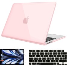 Novstrap Apple MacBook Pro 2021 M1 14.2 Inc A2442 Uyumlu Parlak Kılıf + Siyah Klavye Kılıfı + Film