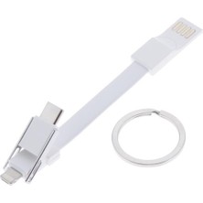 Mini Anahtarlık USB Kablo Mikro Tipi Veri Kablosu Beyaz (Yurt Dışından)