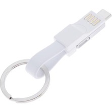 Mini Anahtarlık USB Kablo Mikro Tipi Veri Kablosu Beyaz (Yurt Dışından)