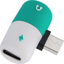 USB Typ-C 2 In 1 Dinlatıcı Ses Güç Şarj Cihazı Adaptör Kapsül Konnektörü Yeşil (Yurt Dışından)