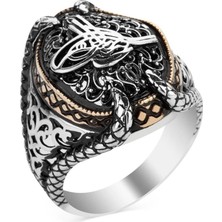 Takılingo 925 Ayar Gümüş Osmanlı Tuğralı Pençeli Taşsız Erkek Yüzük