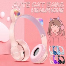 teknosepetim Kedili Kedi Cat Işıklı Rgb Kulaküstü Bluetooth Kulaklık P47M Aux Sd Card Girişli