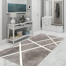 Dericibey Gri Gümüş Bordürlü Peluş Halı 80 x 150 cm