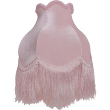 dekovien Kadife Kaplı Broş Dekorlu Pembe Vintage Abajur AB012245
