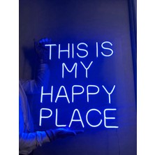 Dekoraven This Is My Happy Place Neon Yazı LED Tabela Dekoratif AYDINLATMA(50X50CM)
