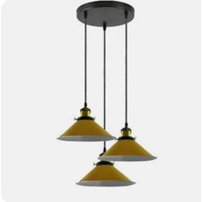 Demet Habek My Lights Mylights Üçlü Sarı Başlıklı Avize  Saloın Avize Oturma Odası Avize Spor Avize Kodern Avize