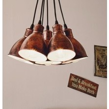 Demet Habek My Lights Mylights Retro Rustik Metal Bakır Fırçalı  7 Yedili Avize Sarkıt Avize
