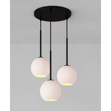 Demet Habek My Lights Mylights  Modern Spor Opal Camlı Üçlü Avize  Salon Avize Soft Işık