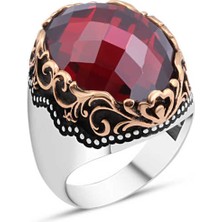 Amberkan Kırmızı Zirkon Taşlı Erkek Yüzük